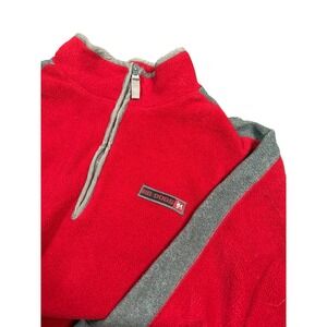 Big Dogs Red Gray Fleece 1/4 Zip Pullover Sweatshirt Men's Small